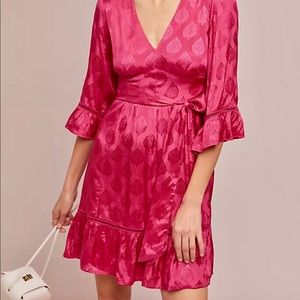 Anthropologie Maeve Christine Raspberry Pink Paisley Dress, Size 10 NWT